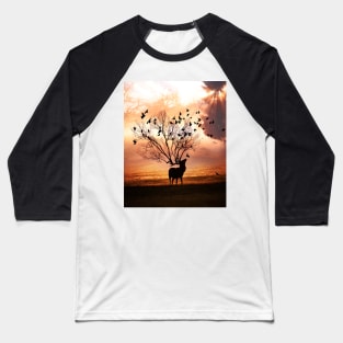 Sunset Deer Baseball T-Shirt